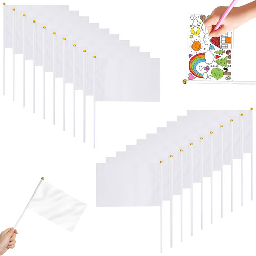 Handflaggen weiß stück - weiß, 20